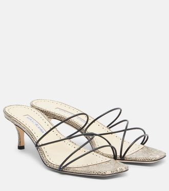 Manolo Blahnik Ninfe 50 snake-effect leather mules