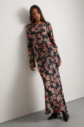 Warehouse Womens Floral Bias Cut Scoop Back Midaxi Dress - Size 10 UK