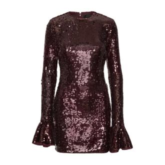 Rotate ROTATE Birger Christensen, Party Dresses, female, Red, Size: M Burgundy Sequins Mini Dress