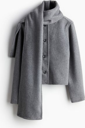 H&M Gefilzte Jacke mit Schal - Grau