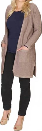 Papillon Long Sleeve Knit Cardigan In Tan