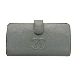 Chanel Light Blue Leather Long Wallet (Bi-Fold) (Pre-Owned)