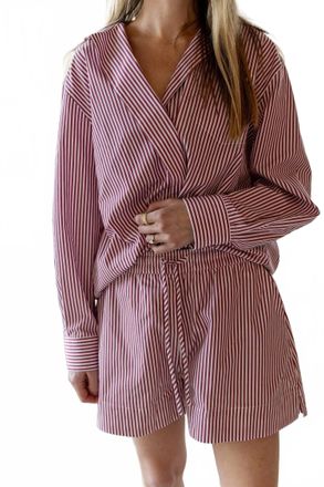 House of Dagmar Drawstring Waist Boxer Short In Red Stripe