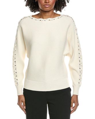 Elie Tahari Long Balloon Sleeve Boatneck Top