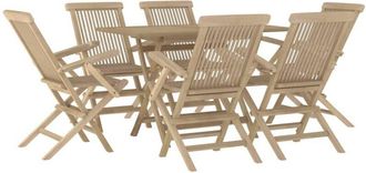 vidaXL Juego De Comedor De Jard&iacute;n 7 Piezas Madera Maciza De Teca Gris Vidaxl