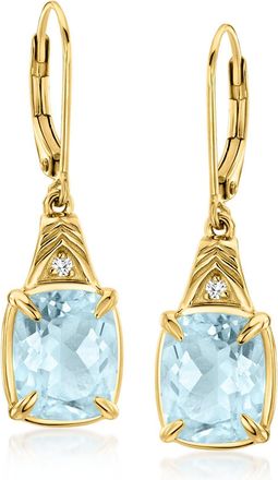 Ross-Simons Sky Blue Topaz Drop Earrings With Lab-Grown Diamonds in 18kt Gold Over Sterling