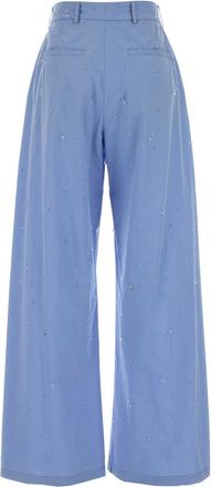 Giuseppe Di Morabito Womens Powder Light-Blue Poplin Wide-Leg Pant Lightblue Exterior: Cotton Pantaloni Trousers