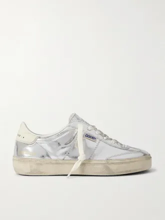 Golden Goose Sneakers In Pelle Lucida Effetto Consumato Soul-star - Argento