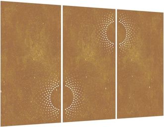 vidaXL Adorno Pared Jard&iacute;n 3 Uds Acero Corten Dise&ntilde;o Sol 105x55 Cm Vidaxl