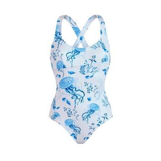 Vilebrequin Crossed Back Straps One-piece Swimsuit Medusa and Shells in White at Nordstrom, Size X-Small