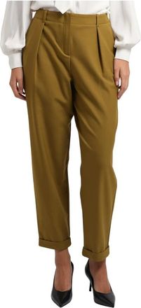 iBlues Pantalones de Pinzas El&aacute;sticos - Trousers - Mujer - Verde - 2XS
