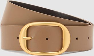 Reiss Taupe Leather Oval-buckle Belt, XS