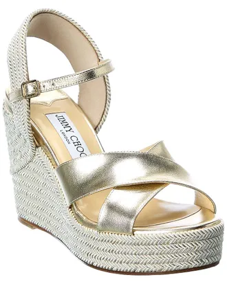 Jimmy Choo London Dellena 100 Leather Wedge Sandal