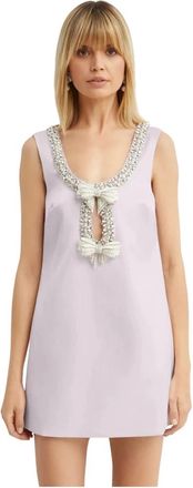 Self Portrait Mini Jurk - Dames - Korte kleedjes - Paars - XS - Polyester - Kleedjes