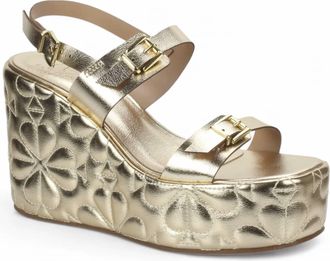 Love Rio Womens Dovie Quilted Wedge Sandal In Champagne