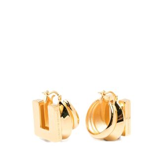 Elisabetta Franchi Oorbellen met gegraveerd logo - Dames - Oorbellen - Geel - ONE Size - Accessoires