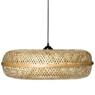 Beliani L&aacute;mpara Colgante De Estilo Boho Pantalla Redonda De Bamb&uacute; Tejido Sala De Estar Comedor Iluminaci&oacute;n Natural Lajas