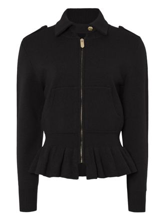 Temperley London ruffled zip NAPOLEON KNIT jacket - women - Merino - S - Black