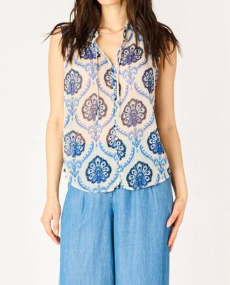 Dex Clothing Medallion Sleeveless Blouse In Blue