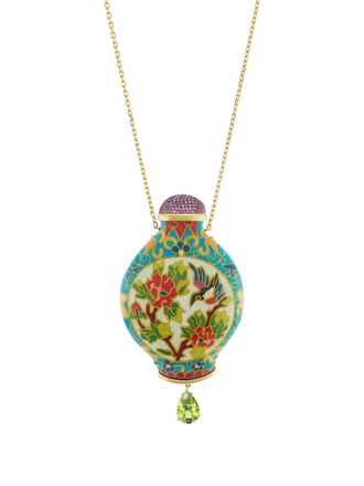 Silvia Furmanovich 18K yellow gold Marquetry Snuff Bottle necklace - women - 18kt Yellow Gold/Peridot/Ruby - One Size