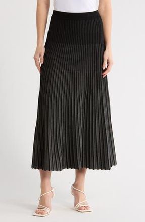 Max Studio Pleated Sweater Midi Skirt in Black/Grey at Nordstrom Rack, Size X-Small