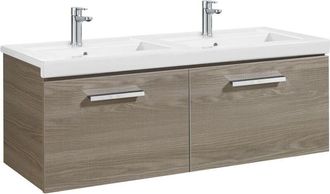 Roca Roca - Unik Mueble Con Dos Cajones + Dos Lavabos Prisma Color: Fresno