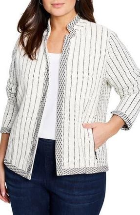 Nic+Zoe Notch Collar Stripe Knit Jacket in Black Multi at Nordstrom Rack, Size 3X