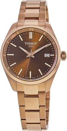 Tissot PR100 Brown Dial Rose Gold PVD Steel Womens Watch T150.210.33.291.00