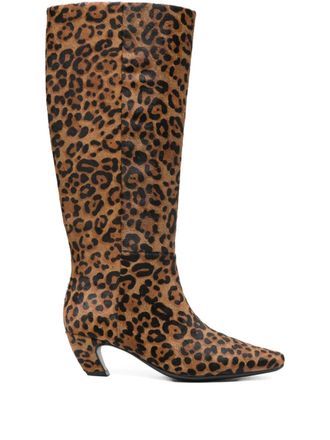 Marc Ellis animal-print knee-high boots - Brown
