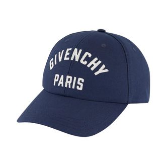 Givenchy Logo Geborduurd Katoenen Pet - Heren - Petten - Blauw - ONE Size - Katoen - Accessoires