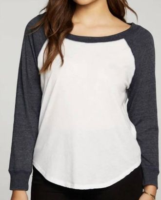 Chaser Triblend Jersey Long Sleeve Baseball Tee In White And Avalon