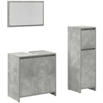 vidaXL Set Muebles De Ba&ntilde;o 2 Piezas Madera Contrachapada Gris Hormig&oacute;n Vidaxl