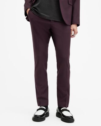 AllSaints Polyester/Wool Lisle Skinny Fit Tailored Trousers, Size: 34