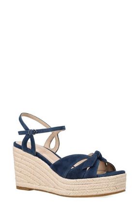 Pelle Moda Elbie Espadrille Ankle Strap Platform Wedge Sandal in Midnight at Nordstrom, Size 8.5