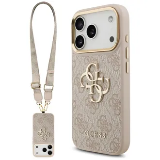 OEM Funda Guess 4g Big 4g Classic Logo Con Correa Grande Y Botones Met&aacute;licos Para Iphone 17 Pro, Color Rosa