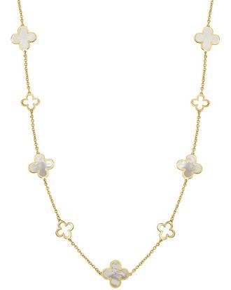 Italian Gold, Inc 14K Mother Of Pearl Station Layered Clover Necklace