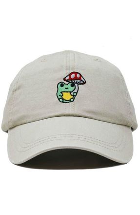 Dalix Mushroom Frog Embroidered Hat in Washed Stone White at Nordstrom