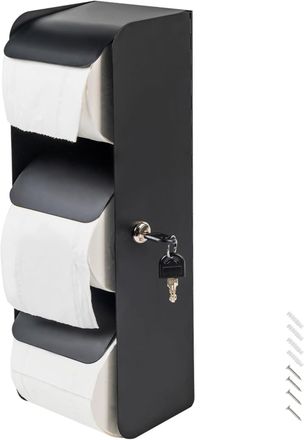 OEM Portarrollos De Papel Higi&eacute;nico Comercial - 3 Rollos De Acero Inoxidable Con Cierre - Montaje En Pared, Apto Para Ba&ntilde;os (negro Mate)