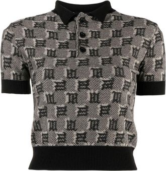 Misbhv monogram-pattern top - women - Silk/Wool - S - Brown