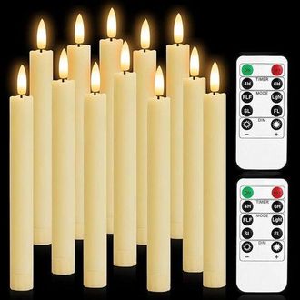 No Brand Paquete De 12 Velas Led Delgadas De 25 Cm De Largo Con Control Remoto Y Funci&oacute;n De Temporizador