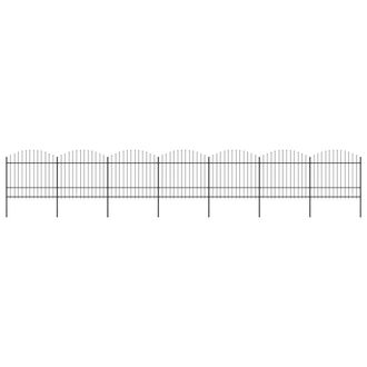 Berkfield Home Garden Fence with Spear Top Steel (1.5-1.75)x11.9 m Black