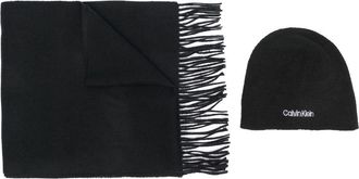 Calvin Klein logo-embroidered beanie and scarf set - men - Wool - One Size - Black