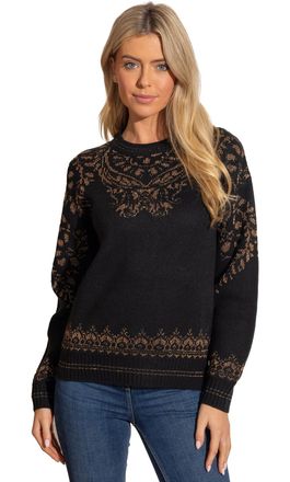 Klass Lurex Patterned Jumper - Black/Bronze - XXL