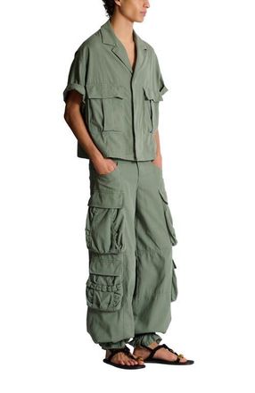 Balmain Cotton utility shirt in Green at Nordstrom, Size Medium