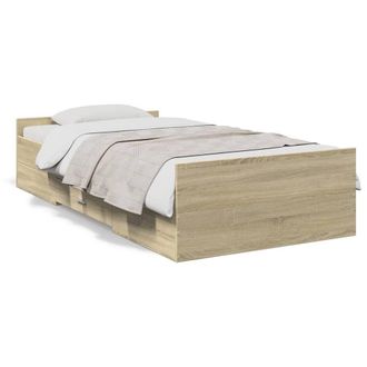 Berkfield Home Bed Frame with Drawers without Mattress Sonoma Oak 90x190 cm Single in Light Brown