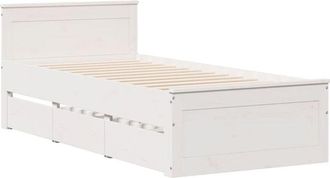 vidaXL Vidaxl - Cama Sin Colch&oacute;n Y Cabecero Madera Maciza Pino Blanca 90x190 Cm