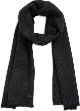 Robert Barakett Wool & Cashmere Herringbone Scarf in Black at Nordstrom
