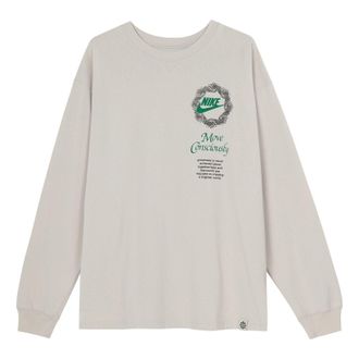 Nike Mens Nike Sportswear Alphabet Printing Long Sleeves Autumn Light Bone T-Shirt DN5141-072