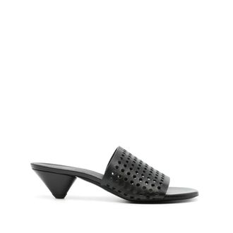 Proenza Schouler Geperforeerde Mules - Dames - Muiltjes - Zwart - 38 EU - Leer - Schoenen