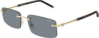 Montblanc Rechthoekige Zonnebril - Heren - Zonnebrillen - Geel - 56 MM - Accessoires